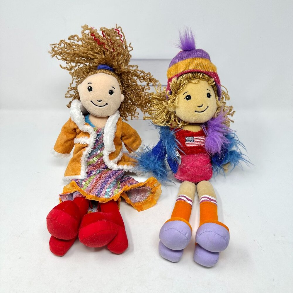 Vtg 2001 Groovy Girl Dolls (2) Manhattan Toy - American Flag Shirt Orange Jacket